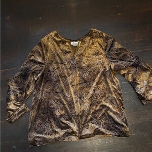 Velvet Paisley Long Sleeve Top